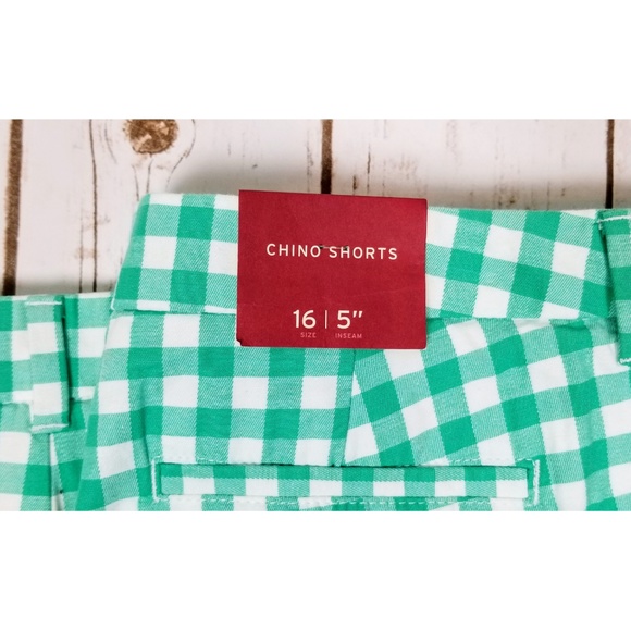 Merona Green White Check Women's Chino Shorts NWT - Picture 2 of 5